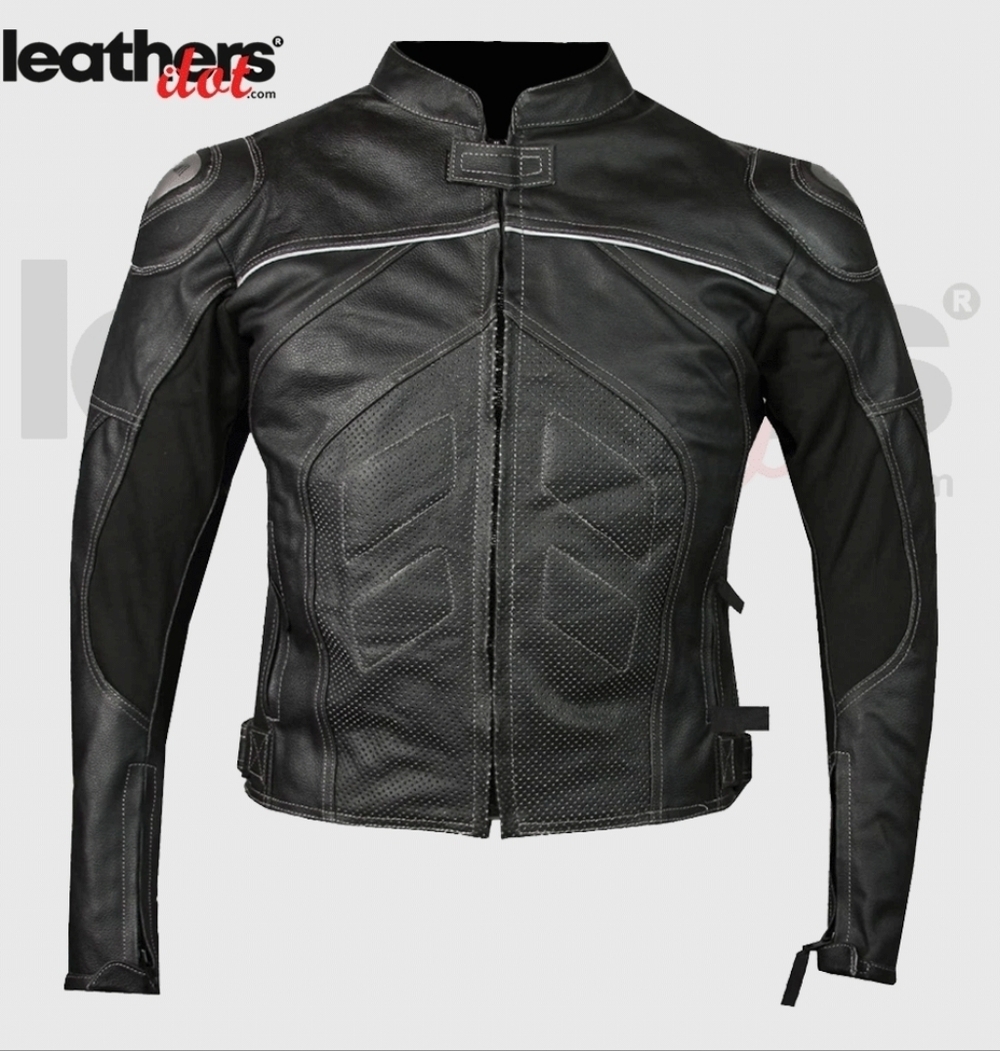 Men’s Cruiser Motorcycle Jacket Black Cowhide Leather Armored Street Bike - Picture 4 of 16
